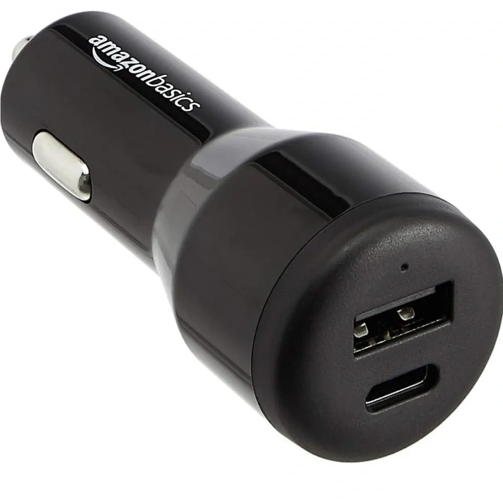 Amazon Basics USB C 18W with Power Delivery‎ and 12W USB A Car Charger, Black